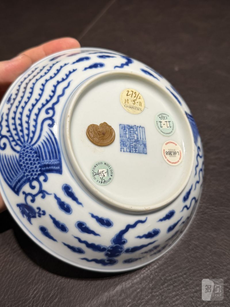 清乾隆 青花对头凤纹盘一对 - 图18